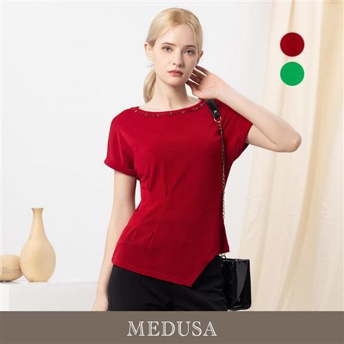 現貨【MEDUSA 曼度莎】壓褶垂墜感不規則下擺上衣 - 2色（M-XL）｜女休閒上衣 收腰顯瘦