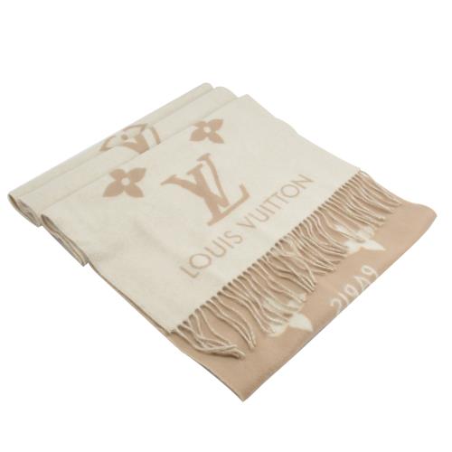 Louis Vuitton LV M78123 REYKJAVIK 喀什米爾羊毛雙面寬版圍巾/披肩