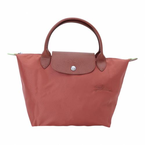 LONGCHAMP-GREEN 再生尼龍短把摺疊水餃包(栗紅色)S
