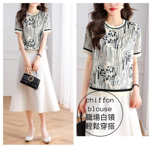 AKARA 小創意塗鴉質感黑白短袖上衣(不限季節 做到3XL 中大尺碼)