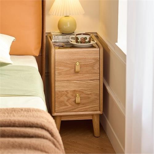 [hoi!]林氏木業巨好宅系列橡木實木窄版雙抽床頭櫃 LH112