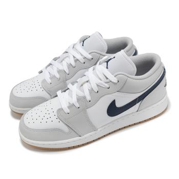 Nike 休閒鞋 Air Jordan 1 Low GS 大童 女鞋 灰 深藍 AJ1 膠底 一代 553560-146