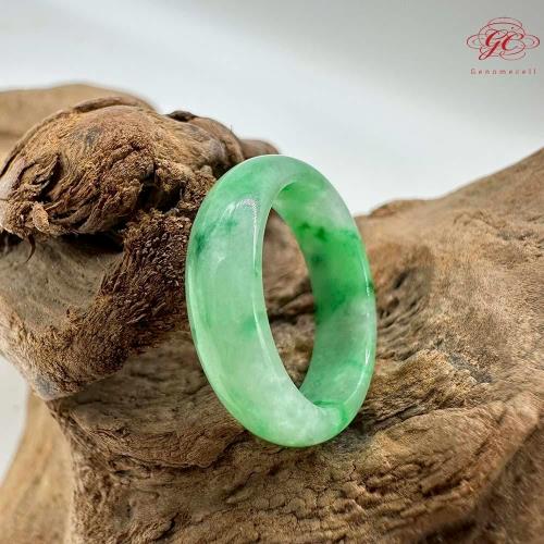 【肌容雪】緬甸翡翠天然A貨戒圈附錦盒 編號1001