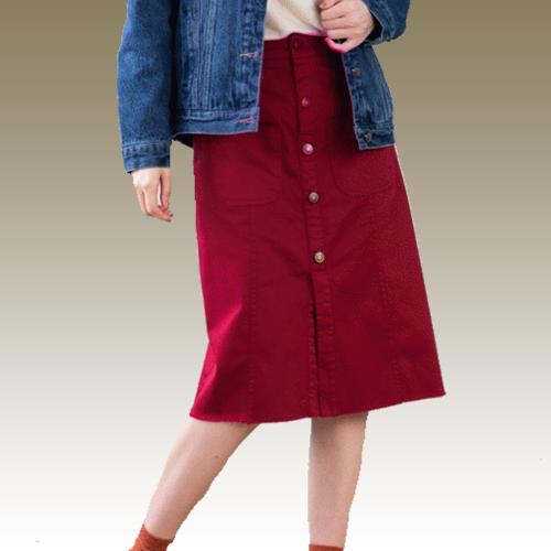 【Babycross】彈力輕便顯瘦斜紋布水洗棉中長裙