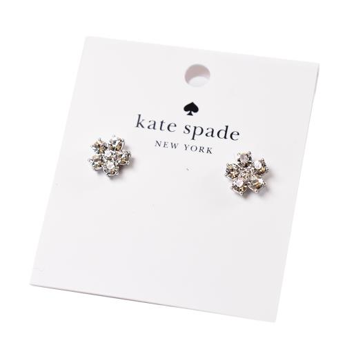 KATE SPADE Flower 晶鑽花瓣針式耳環-銀色