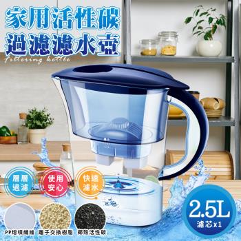 【A+COOK A級料理】家用活性碳過濾濾水壺2.5L/附濾芯(1壺1濾芯/冷水壺/廚房淨水壺/活性炭濾水器/淨水壺/飲水壺)(K0292)