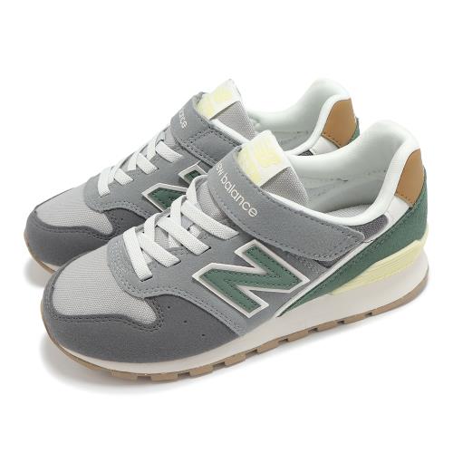 New Balance 休閒鞋 996 中童 寬楦 灰 綠 麂皮 經典 魔鬼氈 小朋友 運動鞋 NB YV996RB3-W