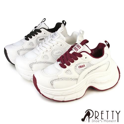 Pretty 女 老爹鞋 運動鞋 小白鞋 休閒鞋 厚底 增高 拼接 顯瘦BA-23356