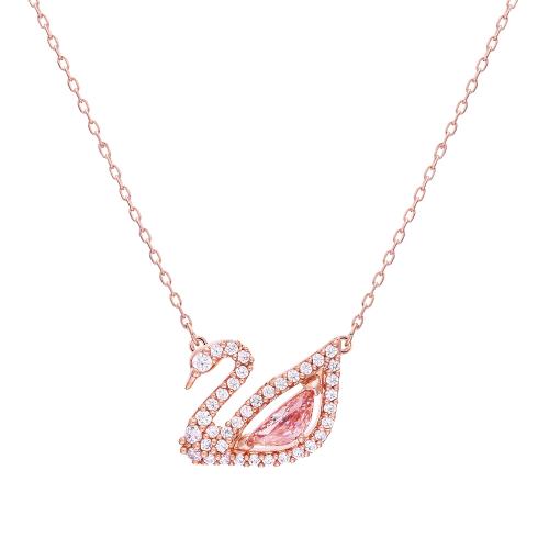 SWAROVSKI 施華洛世奇 Dazzling Swan 粉色水晶項鍊