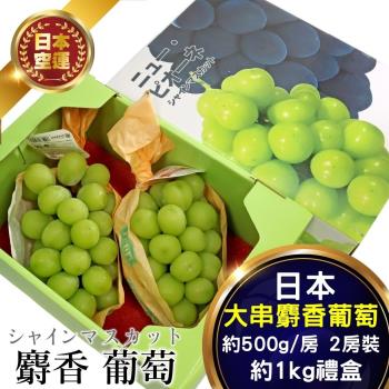 果物樂園-日本麝香葡萄2房禮盒(約1kg/盒)