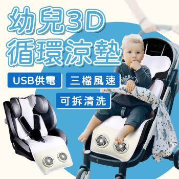 [野一夏] USB嬰兒推車涼墊｜3D迴圈風座墊 可水洗 涼感墊 安全座椅 排汗墊 透氣墊 幼兒夏季涼墊