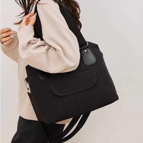 Acorn*橡果-日系斜背包側肩包手提包防水托特包6508(黑色)