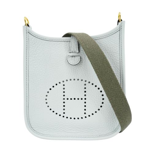 Hermes Mini Evelyne TC牛皮金釦斜背包(CW聖杯藍)