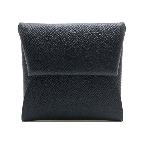Hermes 展示品 Bastia Epsom 牛皮方型暗釦零錢包(黑)