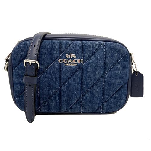 【COACH】jamie絎縫菱格紋斜背小相機包(牛仔藍)