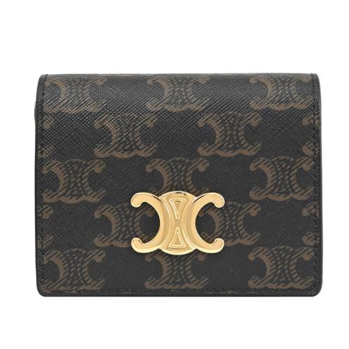 CELINE TRIOMPHE COMPACT 凱旋門印花卡片包/零錢包.深咖
