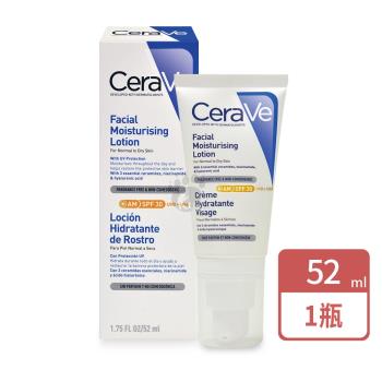 (贈隨機美妝樣包x3)【CeraVe適樂膚】日間溫和保濕防曬乳SPF30 52ml/瓶