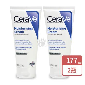 (贈美妝隨機樣包x3)【CeraVe適樂膚】長效潤澤修護霜 177ml (2入)