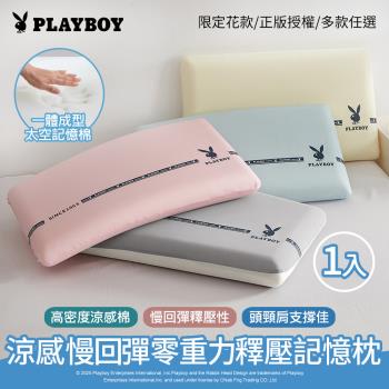 【PLAYBOY】涼感慢回彈零重力釋壓記憶枕1入(止鼾枕/釋壓支撐/透氣好眠/太空記憶棉)