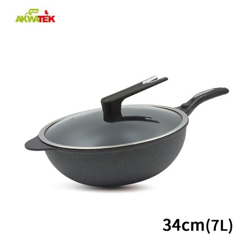 AKWATEK 節能藍鑽輕量炒鍋34cm(7L)附蓋 AK-1004