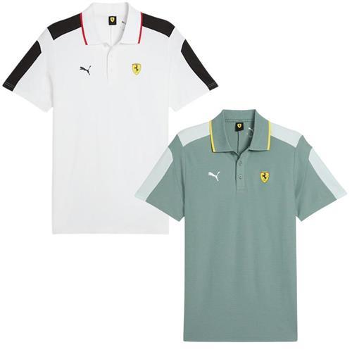 Puma 短袖上衣 男裝 Polo衫 法拉利 歐規 白/綠【運動世界】63019704/63019706