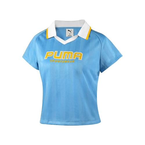 Puma 短版Polo衫 BTG 女款 上衣 藍 黃 復古 王淨著用款 亞版 63172657|短袖|ETMall東森購物網