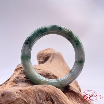 【肌容雪】天然緬甸A貨陽春綠飄花翡翠手鐲 編號710(鐲寬56.8mm #18.5號)
