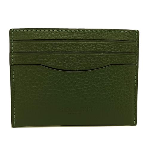 【COACH】素面牛皮信用卡夾名片夾(橄欖綠)