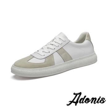 【Adonis】真皮M字線條平底休閒板鞋/真皮經典M字線條百搭平底板鞋 休閒鞋 男鞋 灰