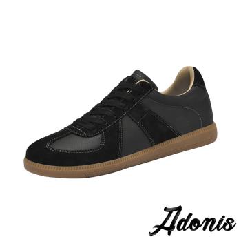 【Adonis】真皮異材質拼接平底休閒鞋/真皮頭層牛皮異材質拼接平底休閒鞋 男鞋 黑