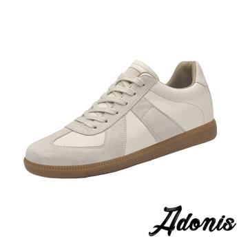 【Adonis】真皮異材質拼接平底休閒鞋/真皮頭層牛皮異材質拼接平底休閒鞋 男鞋 米