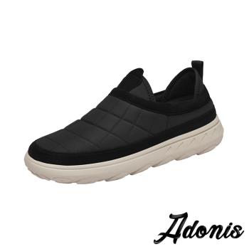 【Adonis】兩穿真皮格子厚底樂福鞋/兩穿法設計真皮布面格子車紋拼接厚底樂福鞋 板鞋 男鞋 黑
