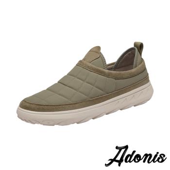 【Adonis】兩穿真皮格子厚底樂福鞋/兩穿法設計真皮布面格子車紋拼接厚底樂福鞋 板鞋 男鞋 卡其