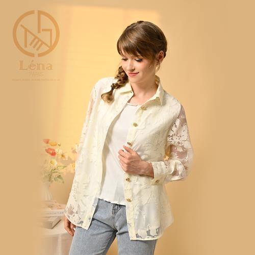 Léna巴黎香頌冰絲亞麻精品上衣-獨