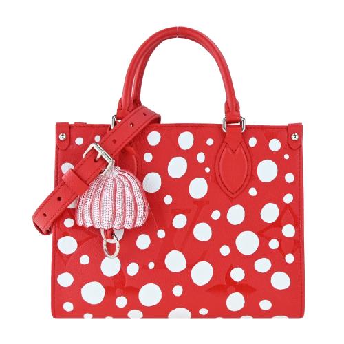 Louis Vuitton LV X YK ONTHEGO PM圓點印花Monogram帆布托特包  (紅色)