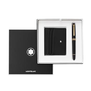 Montblanc 萬寶龍 大師傑作(大班)經典鋼珠筆+6卡牛皮卡夾禮盒