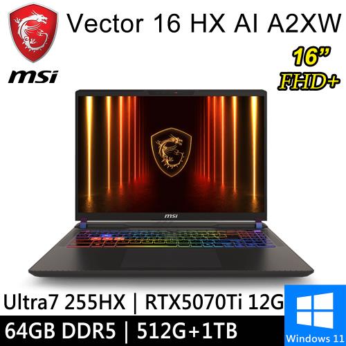 微星 Vector 16 HX AI A2XWHG-049TW-SP9 16吋 灰(U7/64G/512G+1T/RTX5070Ti/W11)特仕筆電