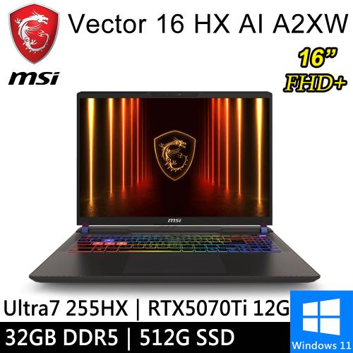 微星 Vector 16 HX AI A2XWHG-049TW-SP3 16吋 灰(U7/16+16/512G/RTX5070Ti/W11)特仕筆電
