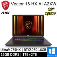 微星 Vector 16 HX AI A2XWIG-014TW-SP4 16吋 灰(U9/16G/1T+2T/RTX5080 16G/W11)特仕筆電