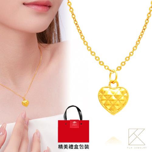 【TLH】菱格愛心 黃金項鍊禮盒 約重0.07錢±3厘 (母親節禮物 交換禮物 送女友 生日禮物 情人節 尾牙 新年禮物 結婚)
