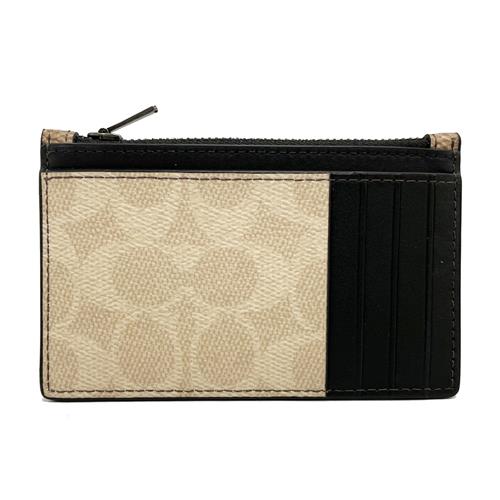 【COACH】大小C LOGO男中性款信用卡名片卡夾零錢包(米/咖)