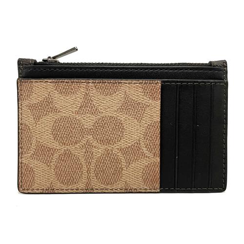 【COACH】大小C LOGO男中性款信用卡名片卡夾零錢包(焦糖/深咖)