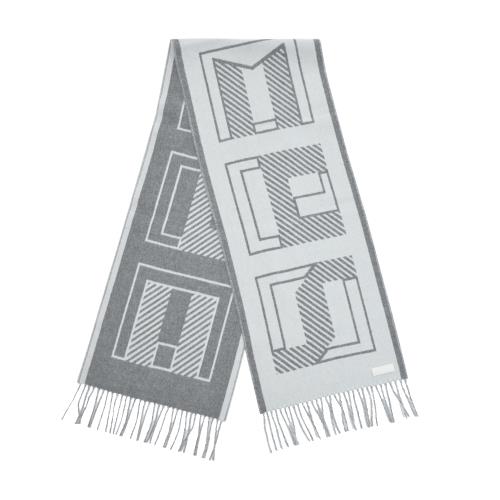 Hermes 愛馬仕 Casaque Lettres au Carre 喀什米爾圍巾(象牙白/灰色)