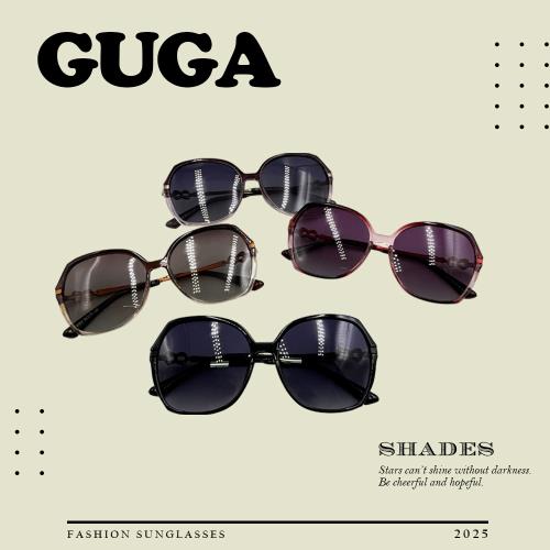 【GUGA】偏光淑女太陽眼鏡 環扣水鑽款 透明漸層感 視野清晰 UV400抗紫外線 8054