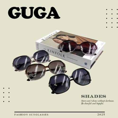 【GUGA】偏光淑女太陽眼鏡 四葉花水鑽款 透明漸層感 視野清晰 UV400抗紫外線 6067