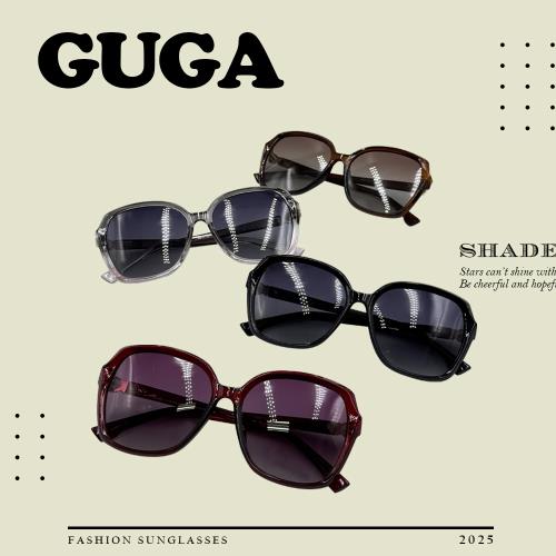 【GUGA】偏光淑女太陽眼鏡 大框水鑽款 透明漸層感 視野清晰 UV400抗紫外線 6055