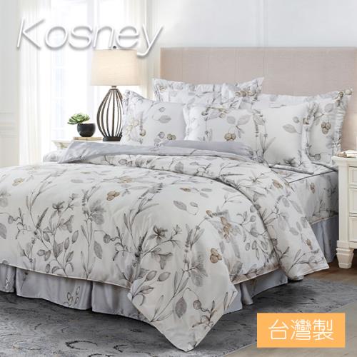 KOSNEY  橄欖雅色  頂級100%天絲加大床包枕套組床包高度35公分台灣製造