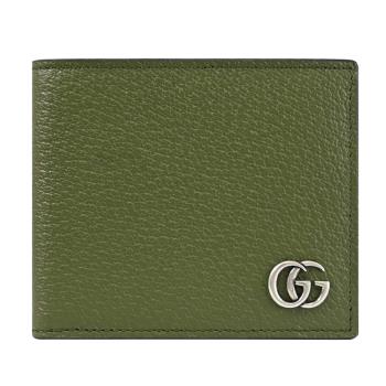 GUCCI 428726 GG Marmont 金屬LOGO八卡對開短夾.墨綠色