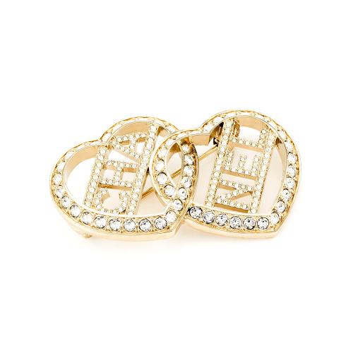 Chanel 雙心胸針(滿水鑽/文字logo/中間鏤空)