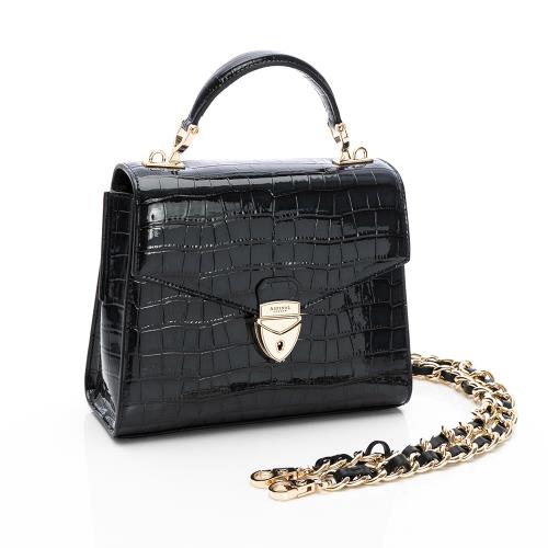 AOL MIDI Mayfair2 Bag (午夜藍)(鱷魚壓紋/金藍雙色鍊帶)